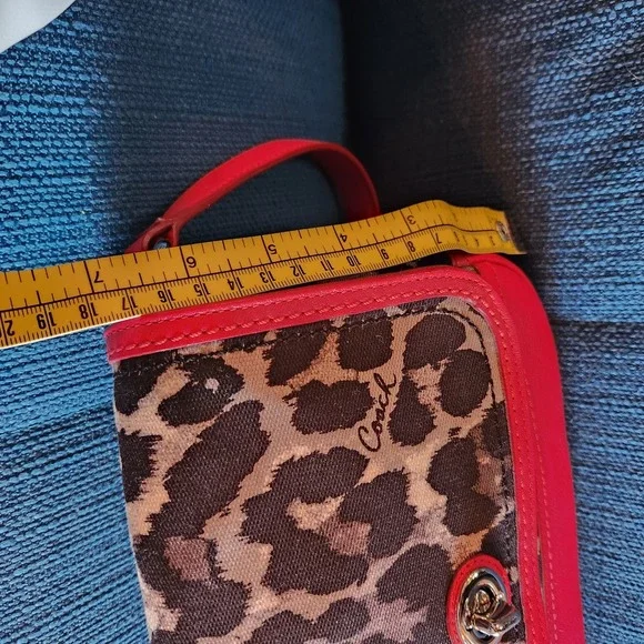 Coach Bag Ocelot Cloth + Red Leather, Animal Print, Crossbody RARE - Picture 5 of 11